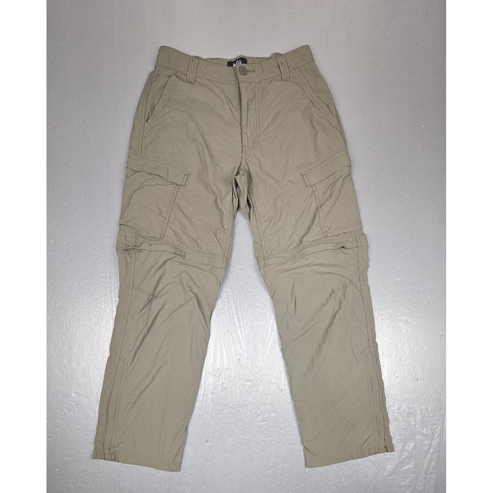 REI Co-Op Sahara Convertible Pants Mens 30x30 Beige Cargo Relaxed UPF 50+